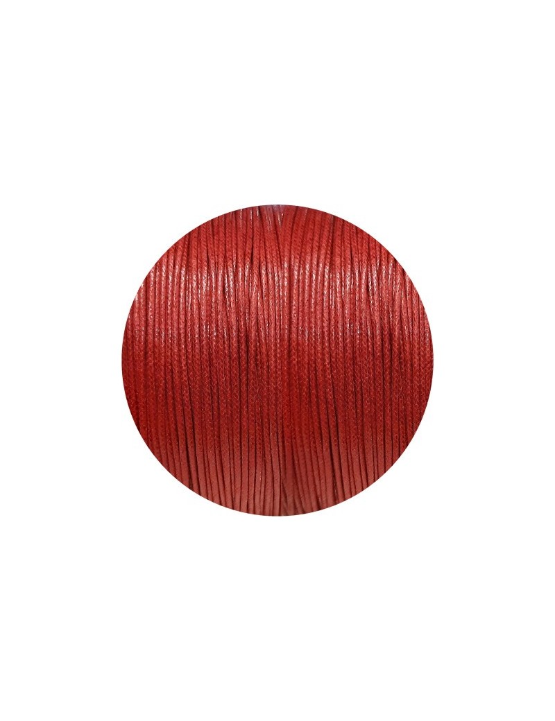 Cordon de coton cire rond de 1mm rouge soutenu-Italie