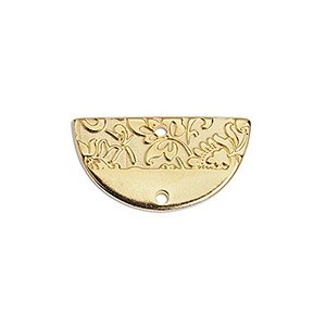 Intercalaire demi lune de 23mm avec motif floral en métal couleur or
