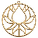 Pendentif rond avec lotus ajouré en métal couleur or-44mm