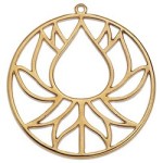 Pendentif rond avec lotus ajouré en métal couleur or-44mm