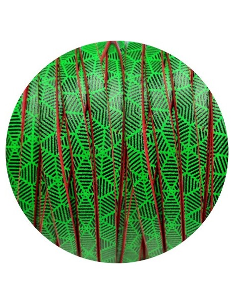 Cuir plat 5mm fantaisie vert imprimé toile d'araignée en vente au cm