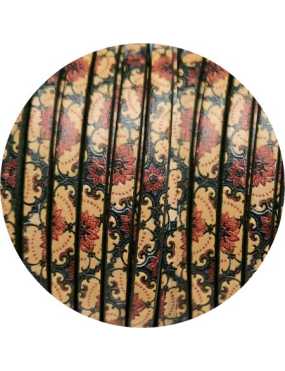 Cuir plat 5mm fantaisie imprimé floral vintage en vente au cm