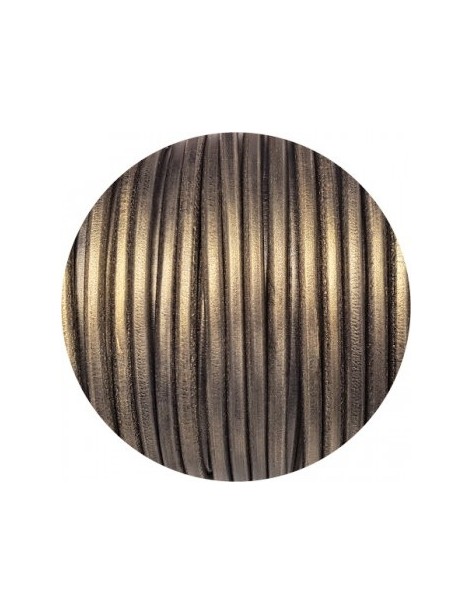 Lacet de cuir rond bronze clair métallique de 5mm-Espagne