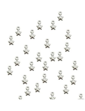 Lot de 10 petites étoiles bombées de 5mm en placage argent