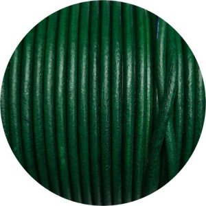 Cordon de cuir rond vert bouteille-3mm-Espagne-Premium
