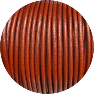 Cordon de cuir rond marron cuivré-3mm-Espagne-Premium