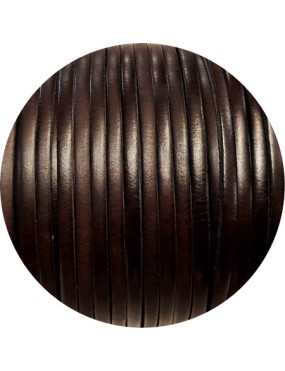 Cordon de cuir plat 3mm marron très foncé en vente au cm