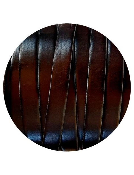 Cuir plat lisse de 10mm marron très foncé vendu au cm-Premium