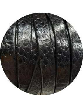 Cuir plat de 10mm fantaisie noir avec relief noir en vente au cm