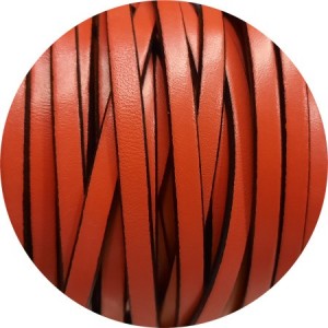 Cuir plat lisse de 5mm orange corail en vente au cm