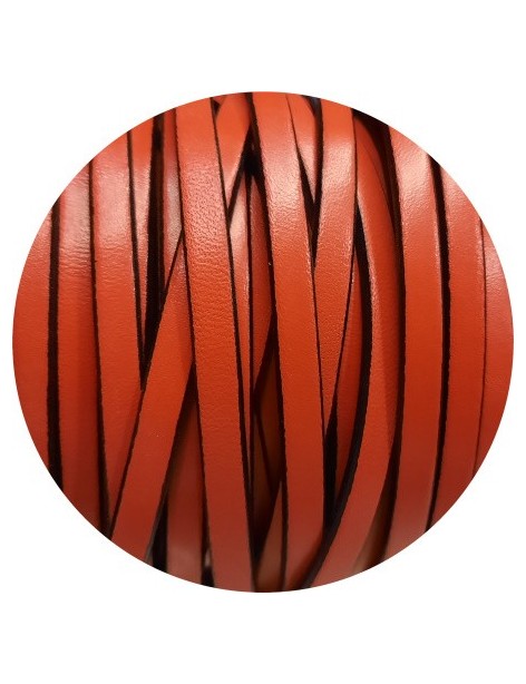 Cuir plat lisse de 5mm orange corail en vente au cm