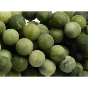 Fil de 45 perles rondes jade de Taiwan de 8mm tons verts effet givré
