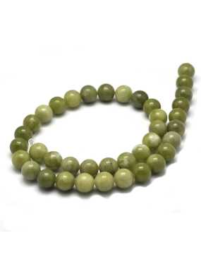 Fil de 38 perles rondes jade de Taiwan de 10mm autres verts
