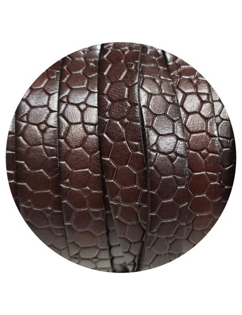 Cuir plat de 10mm fantaisie avec relief crocodile marron foncé en vente au cm