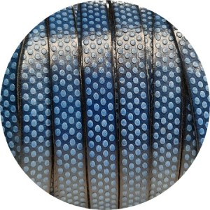 Cuir plat de 10mm fantaisie avec relief ronds bleu atoll en vente au cm