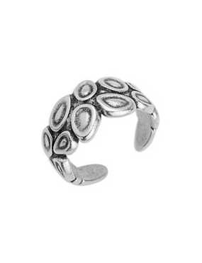 Bague en forme d'anneau motif galets en étain placage argent