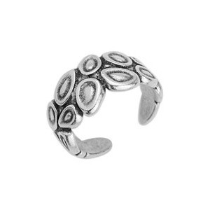Bague en forme d'anneau motif galets en étain placage argent