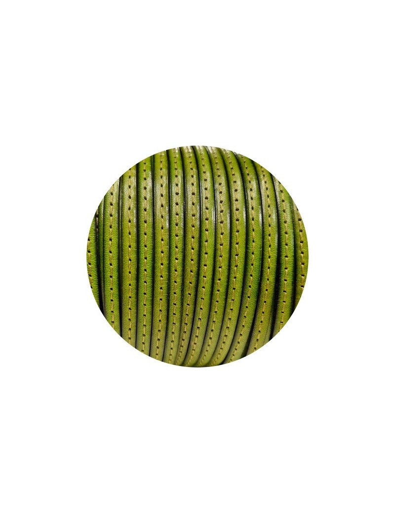 Cuir plat de 5mm vert pistache couture au ton en vente au cm