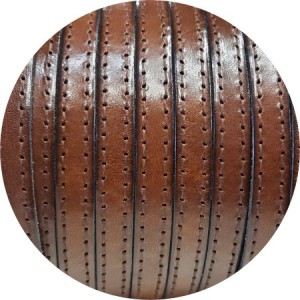 Cuir plat de 10mm marron marbré coutures marron en vente au cm-Premium