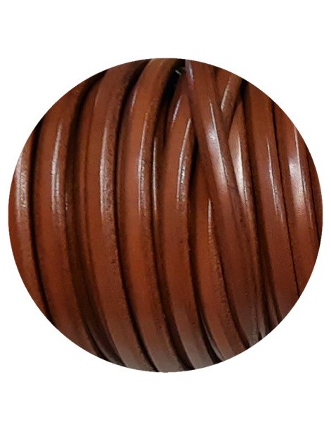 Cordon de gros cuir 10mm x 6mm de couleur marron-vente au cm
