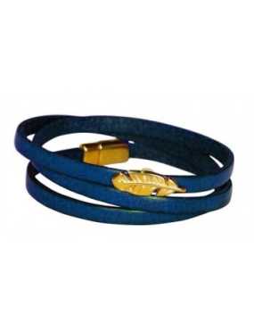 Bracelet triple tour en kit de 5mm de large bleu nuit et or