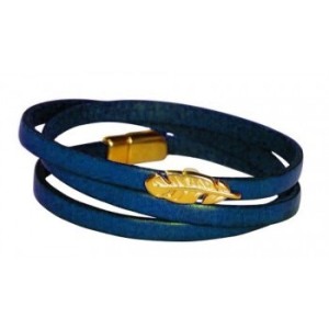 Bracelet triple tour en kit de 5mm de large bleu nuit et or