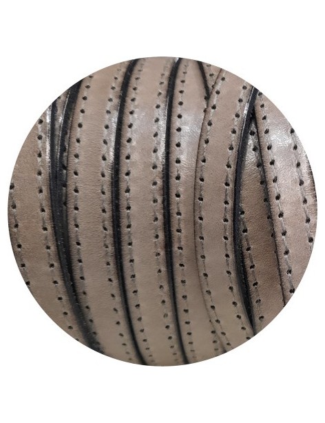 Cuir plat de 10mm gris coutures au ton vendu au mètre-Premium