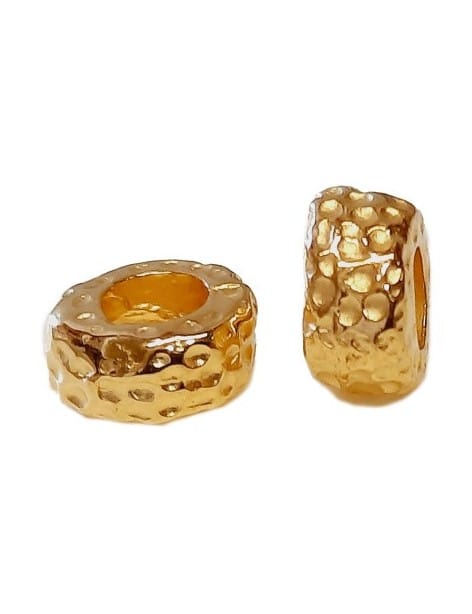 Lot de 10 perles tranche à crevasses couleur or avec un trou de 3mm