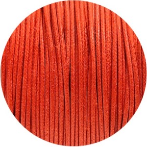Cordon de coton cire rond de 1mm rouge corail-Italie