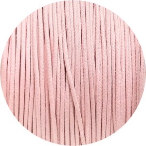 Cordon de coton cire rond de 1mm rose pastel-Italie