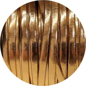Bride rempliée de 5mm lisse en cuir or métallisé effet miroir en vente au cm