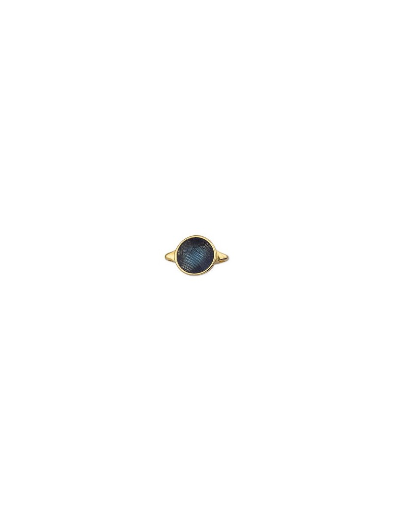 Rond émaillé bleu marine de 18mm en couleur or
