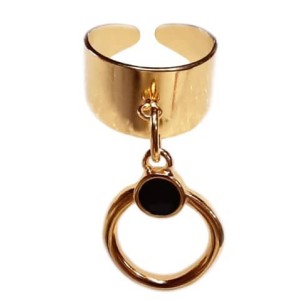 Bague en kit couleur or avec anneau rond émail noir