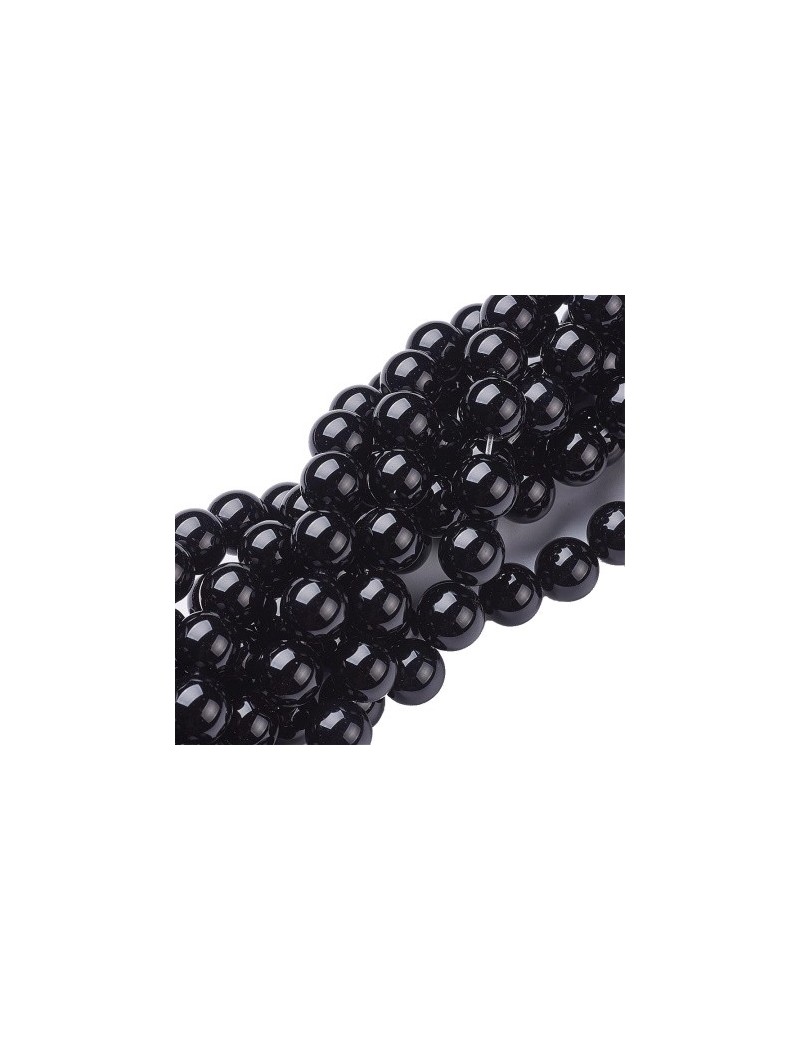 Fil de 35 perles rondes de 10mm en agate noire
