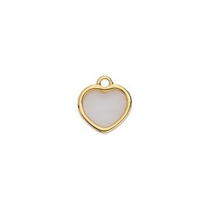Petit cœur de 11mm en métal couleur or avec partie centrale vitrail beige