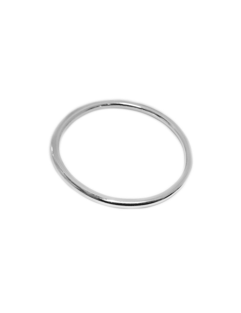 Jonc rond de 76mm en zamak plaqué argent 10 microns blanc brillant