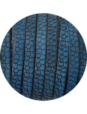 Cuir plat de 10mm fantaisie avec relief crocodile bleu en vente au cm