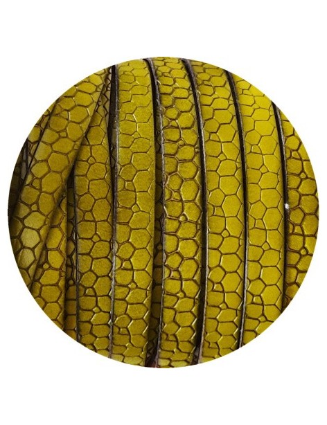 Cuir plat de 10mm fantaisie avec relief crocodile pistache en vente au cm