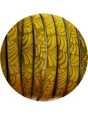 Cuir plat de 10mm fantaisie avec relief floral pistache en vente au cm