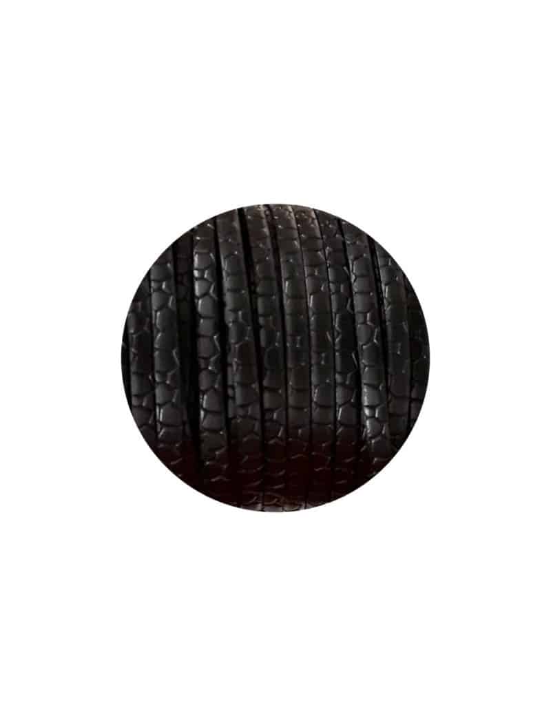Cuir plat de 5mm fantaisie avec relief croco noir en vente au cm