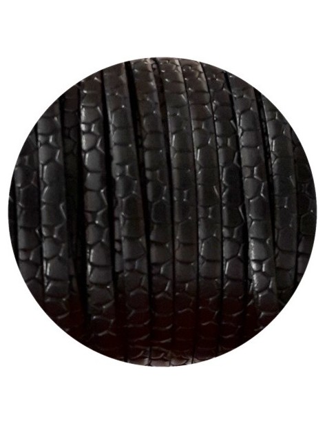 Cuir plat de 5mm fantaisie avec relief croco noir en vente au cm