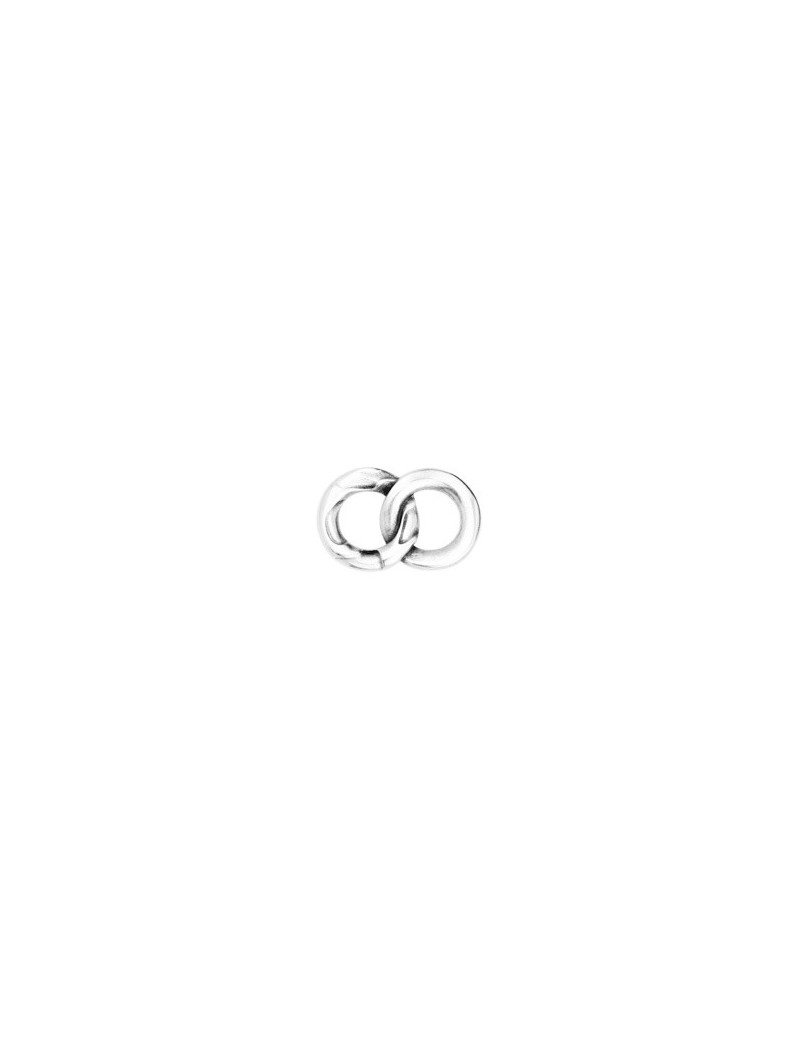Double anneau soudé entrelacés de 23mm zamak plaqué argent 10microns blanc brillant