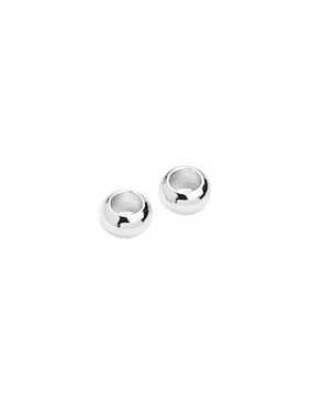 Poche de 10 perles rondes lisses pleines en laiton de 7mm plaqué argent 10microns