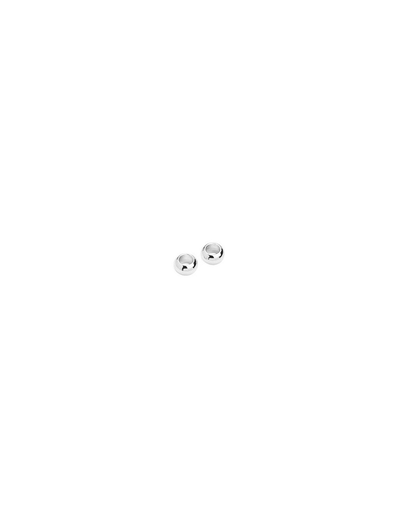 Poche de 10 perles rondes lisses pleines en laiton de 7mm plaqué argent 10microns