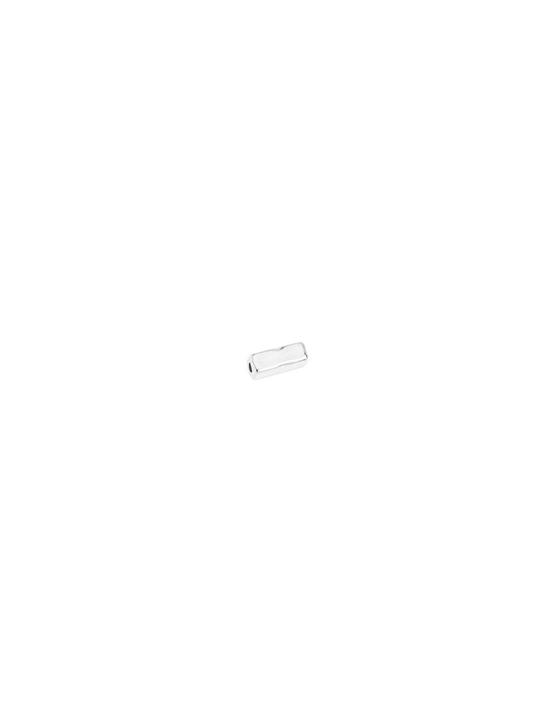 Perle tube rectangle irrégulière pleine de 12mm plaqué argent 10microns blanc brillant