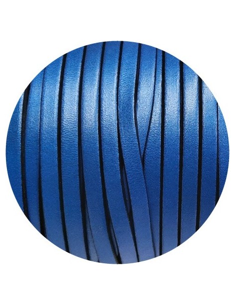 Nouveau cuir plat lisse de 5mm bleu nacré en vente au cm