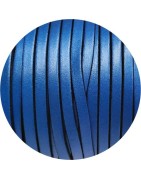 Nouveau cuir plat lisse de 5mm bleu nacré vendu au mètre