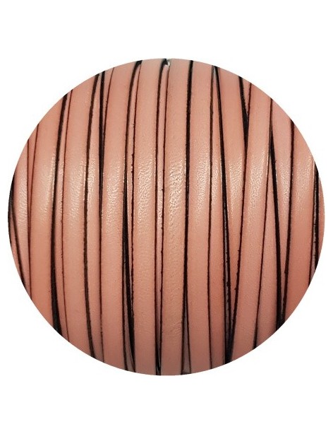 Cuir plat lisse de 5mm rose tarama satiné brillant vendu au mètre-Premium