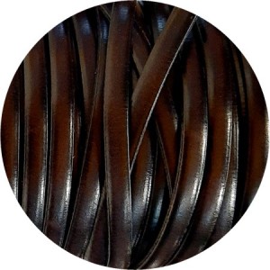 Cuir plat lisse de 5mm marron très foncé vendu au mètre-Premium