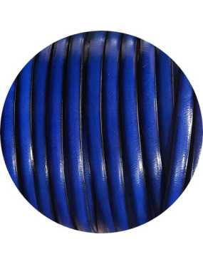 Cuir plat lisse de 5mm de couleur bleu vif  ou électrique vendu à la coupe au mètre-Premium